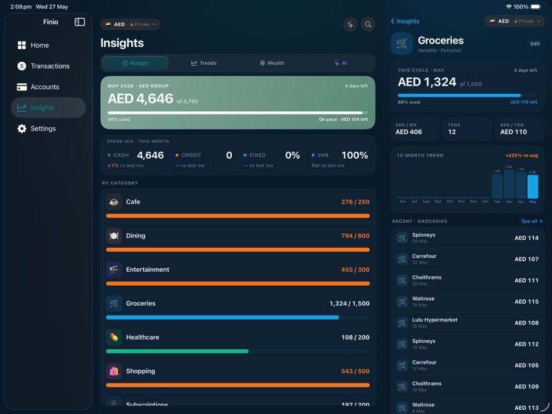 Finio on iPad — Insights